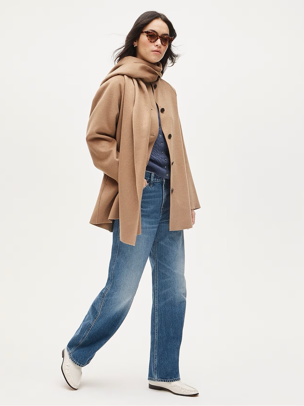 J. Crew Scarf coat in drapey wool blend-dark camel-CP694-NWT